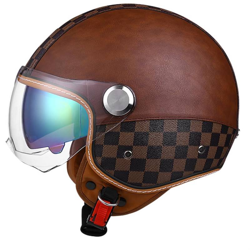 Motocross-Helme Doppelte Linsen Ganzjahres-Open-Face-Helme für Motorradhelm Klassischer Roller Sicherer Herren-Jungen-3/4-Helm Touring-Roller-Motorrad-ABS von 100junzidao