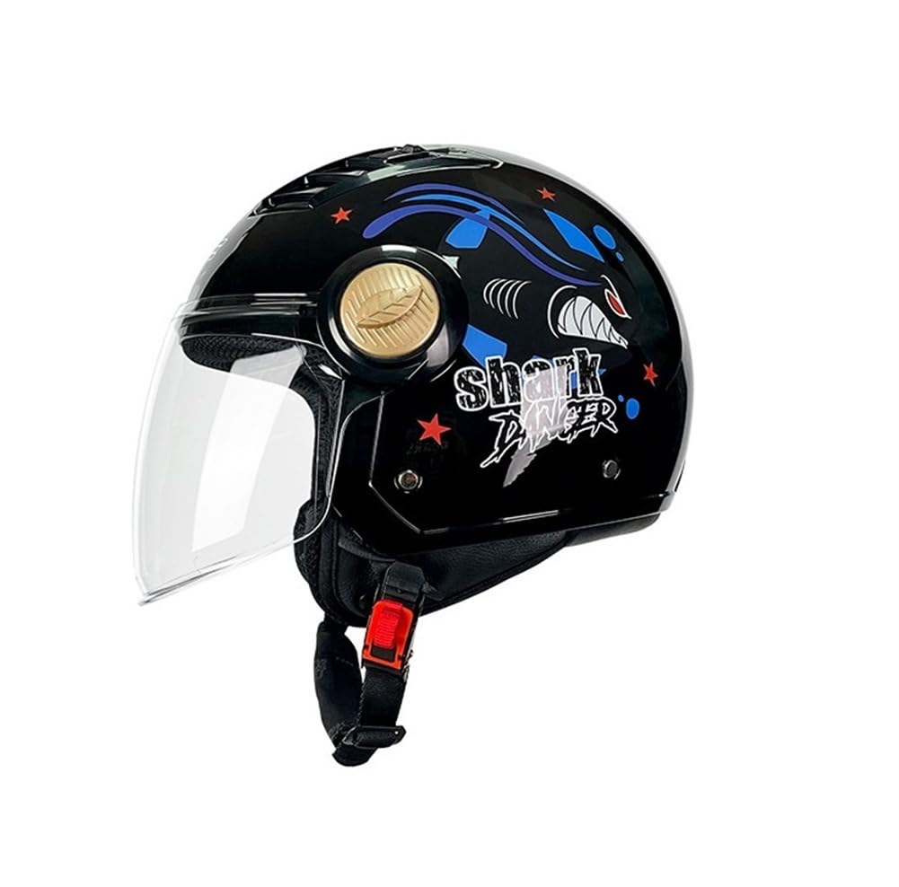 Motorradhelm Full Face Offene Helme für Vintage Motorradhelm Herren Jungen 3/4 Helm Klarer Spiegel EUR Omologato ABS Ganzjährig Standard Motorrad von 100junzidao