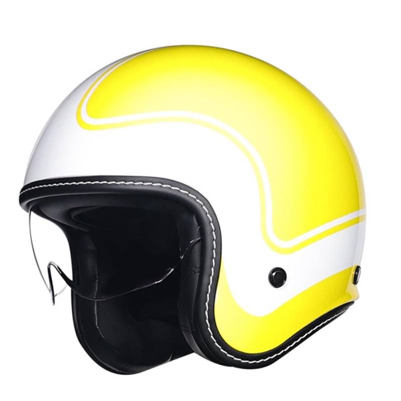 Motorradhelm Retro Abnehmbares Futter Offene Helme für Motorradhelm Retro Full Face EUR Klarer Spiegel ABS Ganzjahres Karting Herren 3/4 Helm Wasserdicht von 100junzidao