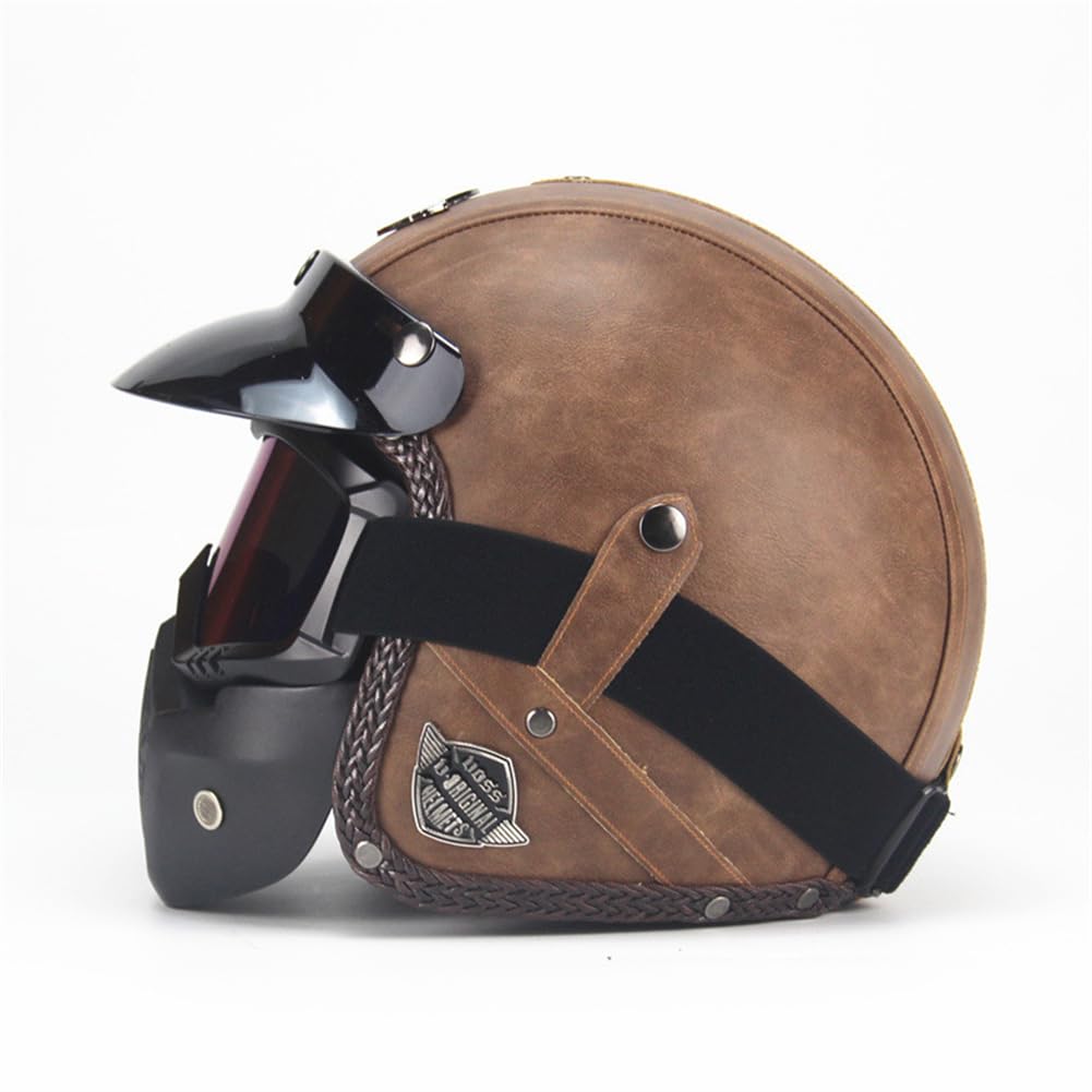 Motorradhelm Retro Wind Goggles Mens Adult Open Face Helmet for Motorcycle Helmet for Scooter Ece 22.05 Certified Masks 3/4 Helmet All-Season Touring Scooters Motorcycle Removable Lining von 100junzidao