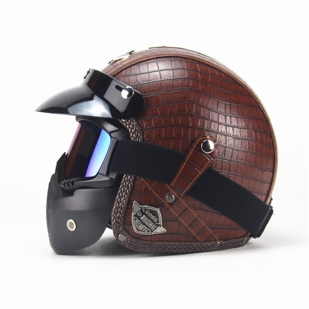 Motorradhelm Retro Wind Goggles Mens Adult Open Face Helmet for Motorcycle Helmet for Scooter Ece 22.05 Certified Masks 3/4 Helmet All-Season Touring Scooters Motorcycle Removable Lining von 100junzidao