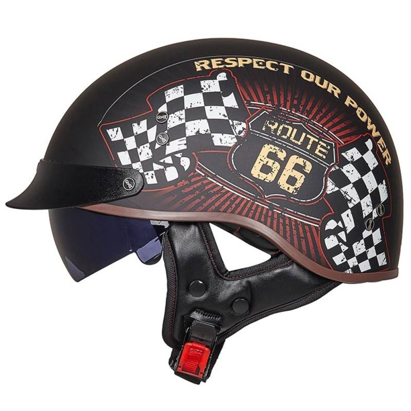 Motorradhelm für Frauen ABS Ganzjahres-Halbhelme für Motorradhelm für Scooter Endoskopie Abnehmbares Futter Sctoop Brim Touring Scooters Motorrad Unisex British Standard von 100junzidao