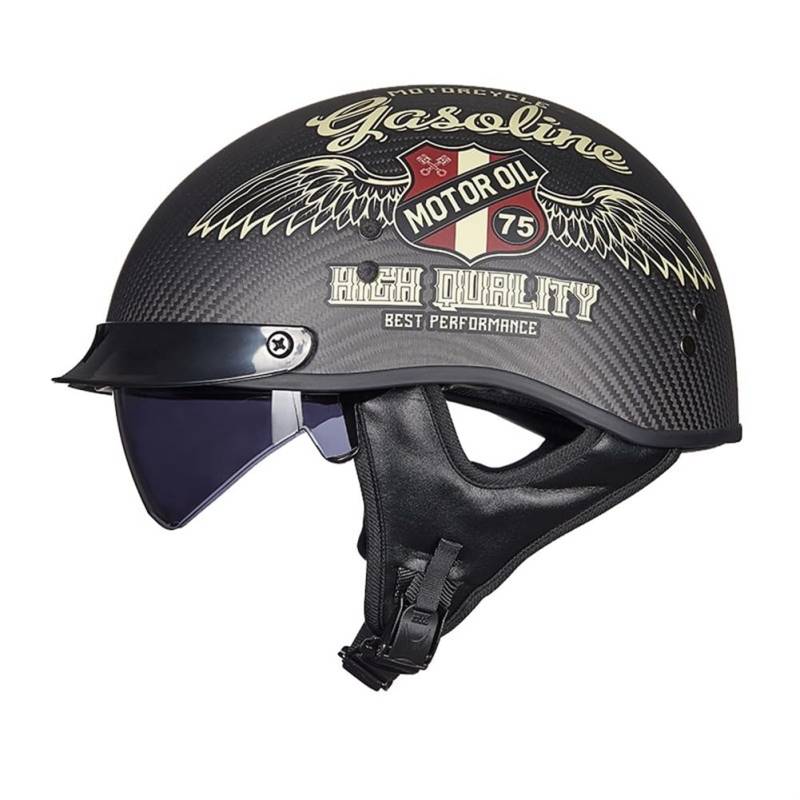 Motorradhelm für Frauen Abnehmbares Innenfutter Halbhelme für Motorradhelm für Männer ECE 22.05 Zertifiziert Endoskopie Ganzjährig Herren Jugend Off-Road Racing Carbon Fiber Brim von 100junzidao