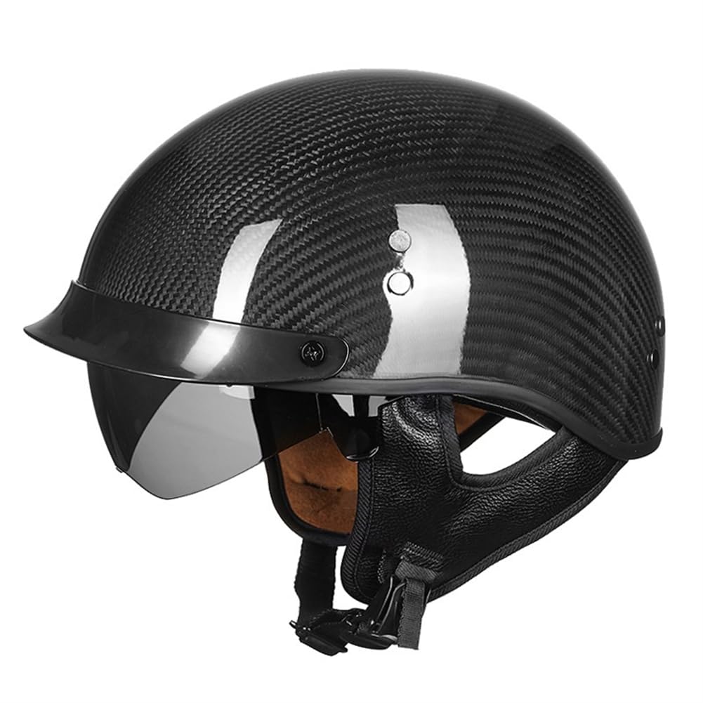 Motorradhelm für Frauen Abnehmbares Innenfutter Halbhelme für Motorradhelm für Männer ECE 22.05 Zertifiziert Endoskopie Ganzjährig Herren Jugend Off-Road Racing Carbon Fiber Brim von 100junzidao