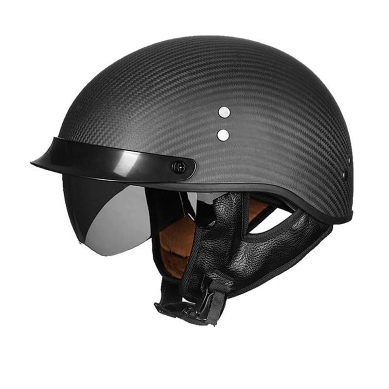 Motorradhelm für Frauen Abnehmbares Innenfutter Halbhelme für Motorradhelm für Männer ECE 22.05 Zertifiziert Endoskopie Ganzjährig Herren Jugend Off-Road Racing Carbon Fiber Brim von 100junzidao