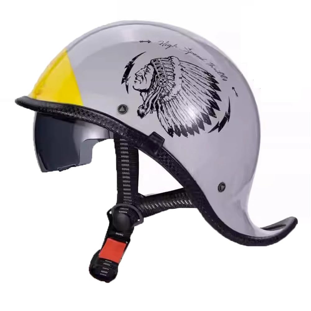 Motorradhelm für Männer Teebrille Ganzjahresroller Motorrad Leichtgewicht Herren Jugend Halbhelme für Motorradhelm ABS Abnehmbares Futter Cruiser Omologato von 100junzidao