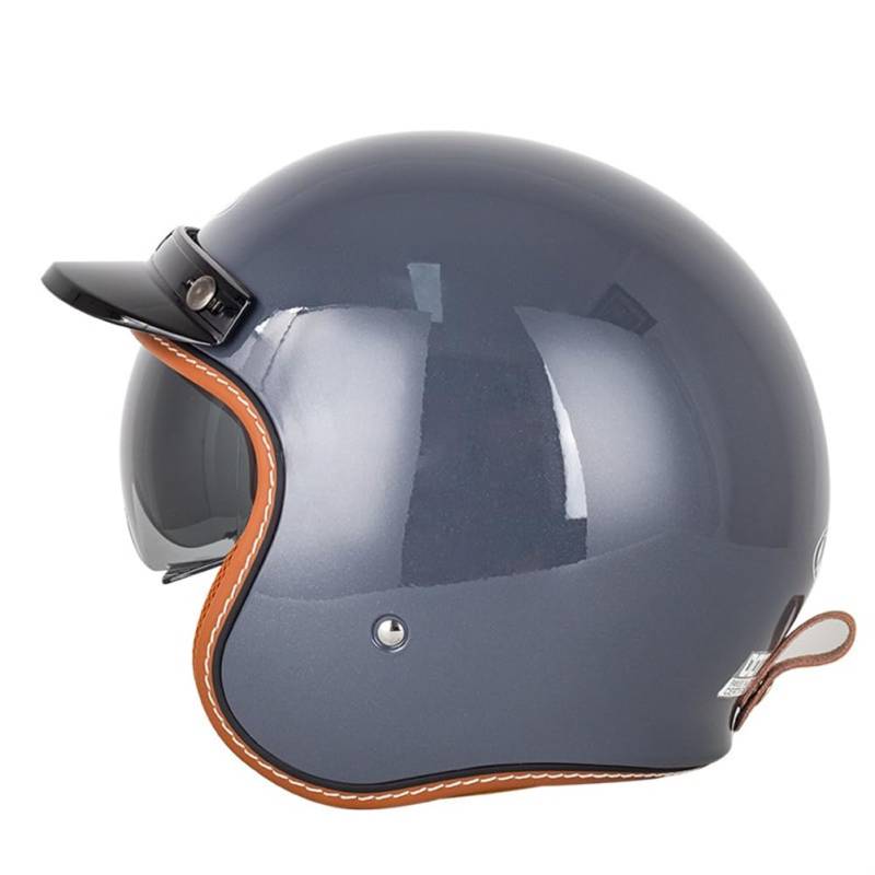 Motorradhelm für Roller Paar 3/4 Helm Tee Goggles Krempe Open-face Helme für Motocross Helme Erwachsene ABS Ganzjahreshelm von 100junzidao