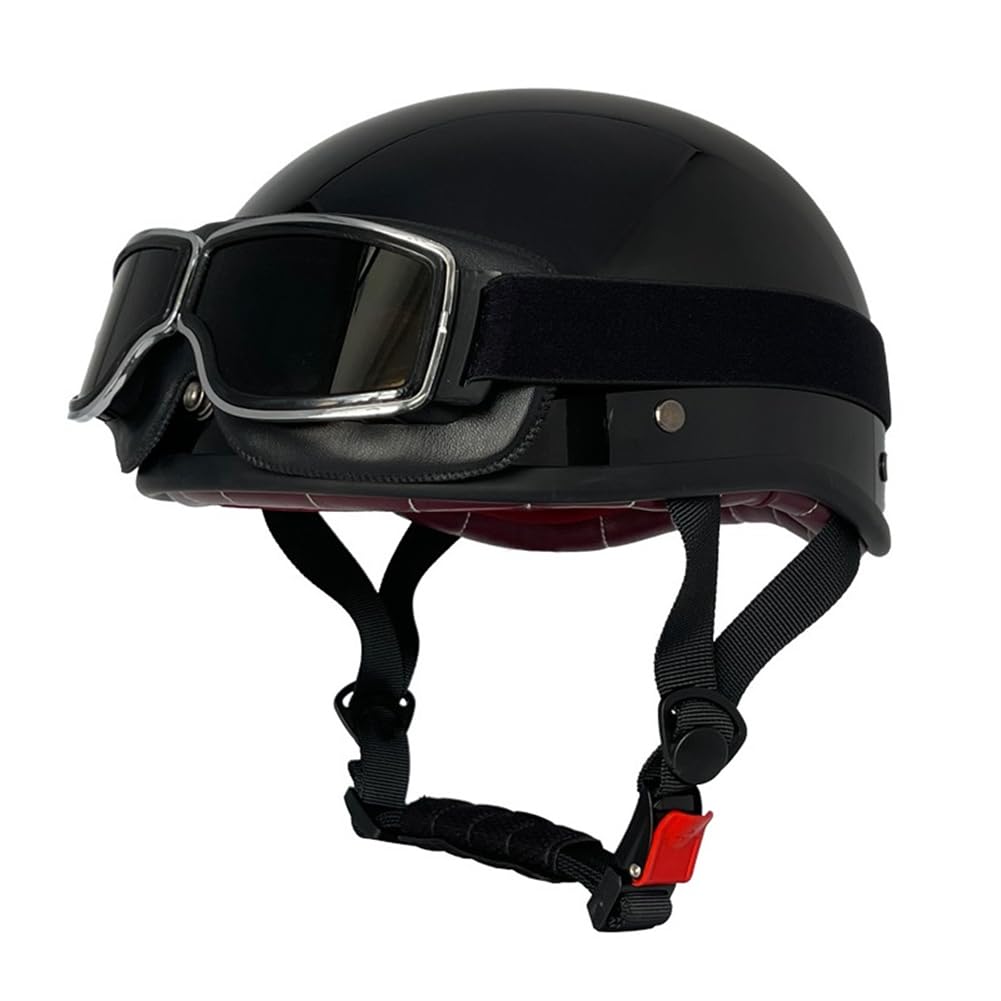 Motorradhelm für Scooter Abnehmbares Futter Halbhelme für Sturzhelme für Motorräder Windschutzscheibe Ganzjahres-Karting ABS ECE Couple Cruiser von 100junzidao