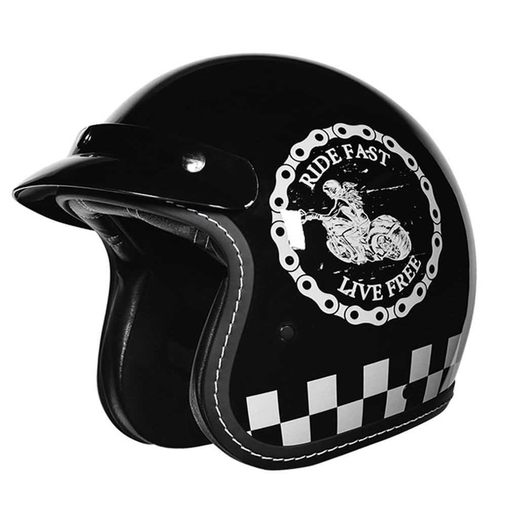 Motorradhelm für Scooter Offene Helme für Sturzhelme Sicherheit Unisex 3/4 Helm Ganzjahres-Touring Scooter Motorrad ABS Krempe von 100junzidao