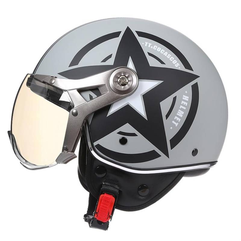 Motorradhelme Moto Klarer Spiegel Abnehmbare Auskleidung Offene Helme für Motorradhelme Offene Helme Männer Jungen 3/4 Helme Off-Road Sicher ABS Cruiser Motorrad von 100junzidao