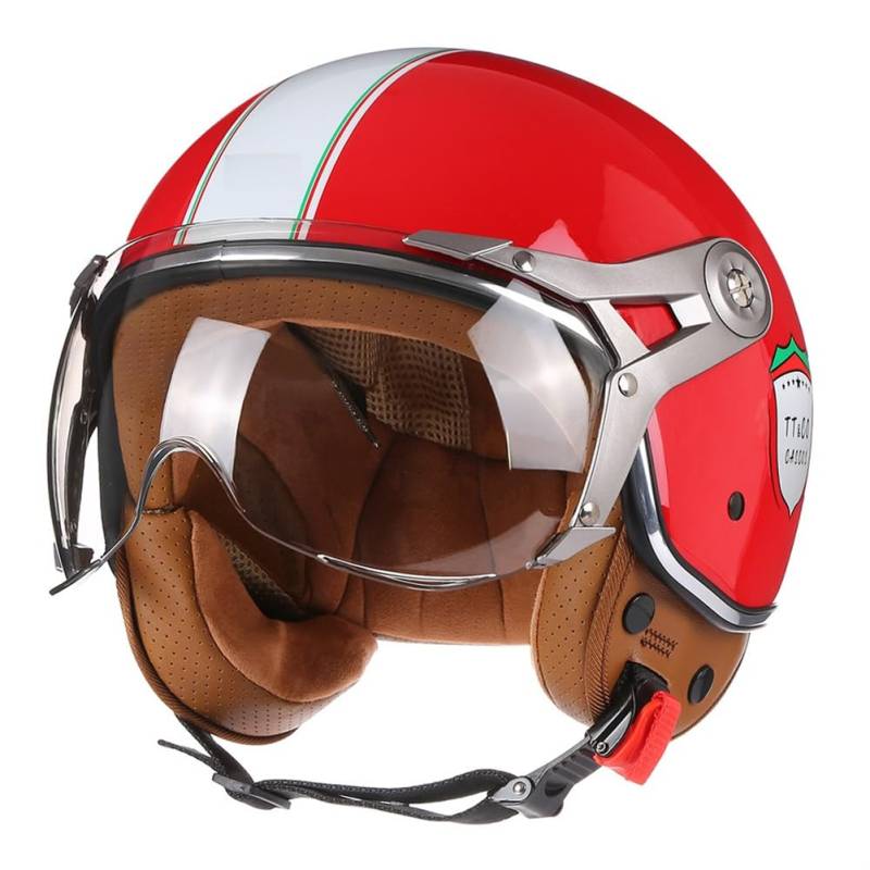 Motorradhelme Moto Klarer Spiegel Abnehmbare Auskleidung Offene Helme für Motorradhelme Offene Helme Männer Jungen 3/4 Helme Off-Road Sicher ABS Cruiser Motorrad von 100junzidao