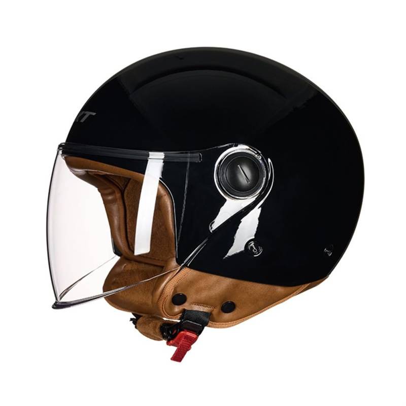 Motorradsturzhelm Retro Abnehmbares Innenfutter ABS Halbhelme für Motorradhelm Mann Erwachsene Britischer Standard Ganzjahres-Strandrad Langer Spiegel Off-Road von 100junzidao