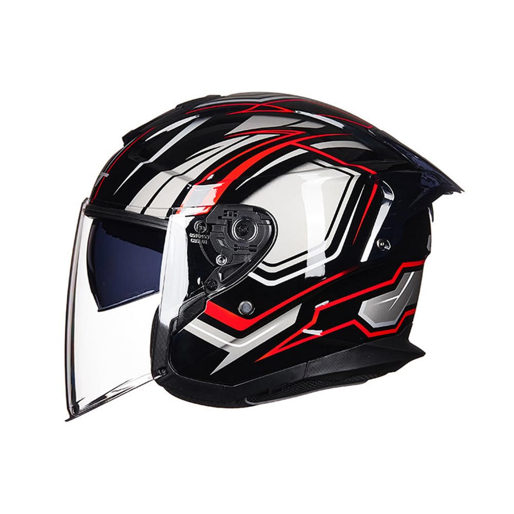 Offene Helme für Motorradhelme Retro-Motorradhelme Moto Abnehmbares Innenfutter Doppelte Gläser Off-Road EUR Ganzjahres-Standard-Motorrad-ABS-Helm für Erwachsene 3/4 von 100junzidao