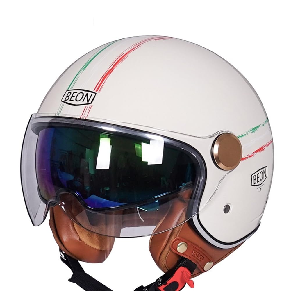 Offener 3/4 Helm für Tourenmotorrad Jet Leichte Motorradhelme Herren Doppelvisier Männlein und Weiblein ABS Ganzjahreshelm von 100junzidao