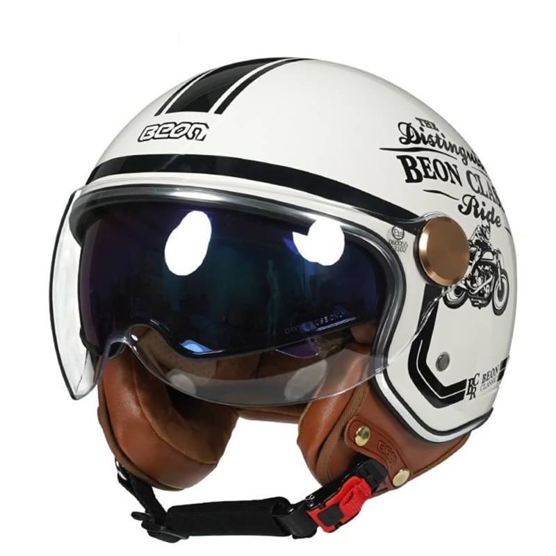 Offener 3/4 Helm für Tourenmotorrad Jet Leichte Motorradhelme Herren Doppelvisier Männlein und Weiblein ABS Ganzjahreshelm von 100junzidao