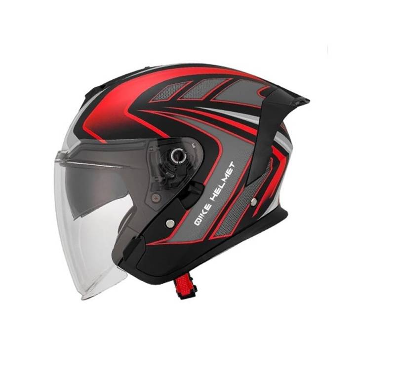 Offener 3/4 Motorradhelm mit doppeltem Visier Großer Spoiler Leichtgewicht 1000g DOT-Zertifiziert für Männer Frauen UV-Schutz Anti Fog Linse Schwarz von 100junzidao