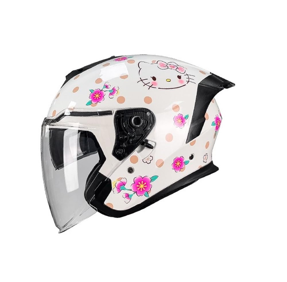 Offener 3/4 Motorradhelm mit doppeltem Visier Großer Spoiler Leichtgewicht 1000g DOT-Zertifiziert für Männer Frauen UV-Schutz Anti Fog Linse Schwarz von 100junzidao