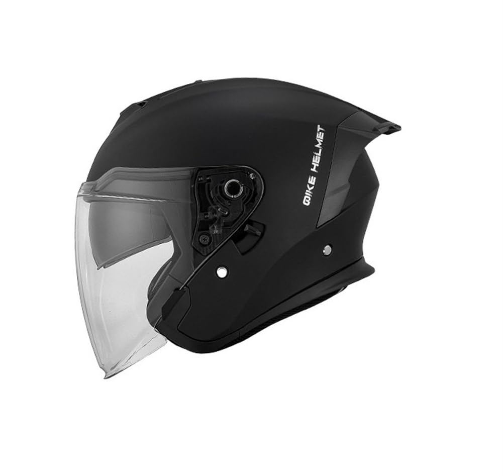 Offener 3/4 Motorradhelm mit doppeltem Visier Großer Spoiler Leichtgewicht 1000g DOT-Zertifiziert für Männer Frauen UV-Schutz Anti Fog Linse Schwarz von 100junzidao