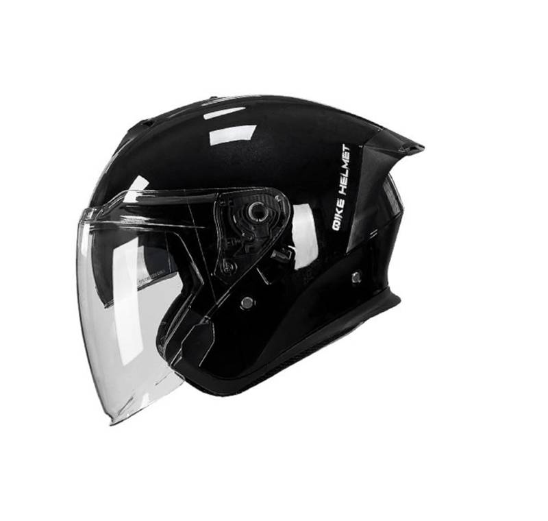 Offener 3/4 Motorradhelm mit doppeltem Visier Großer Spoiler Leichtgewicht 1000g DOT-Zertifiziert für Männer Frauen UV-Schutz Anti Fog Linse Schwarz von 100junzidao