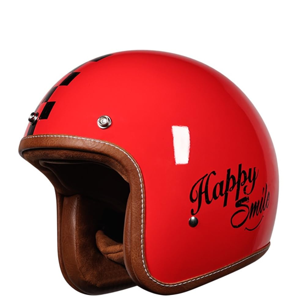 Offener Motorradhelm Rot Offene Helme für Motorradhelme Leicht und bequem ABS Ganzjahres-Roller 3/4 Helm EUR Omologato Frauen Casual von 100junzidao