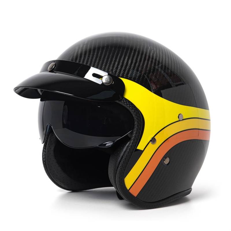 Open Face 3/4 Helm für Rennsport Sicherheit Frauen Helmes Motorrad Männlich und weiblich Jet ABS All-Season Brim Tee Goggles von 100junzidao