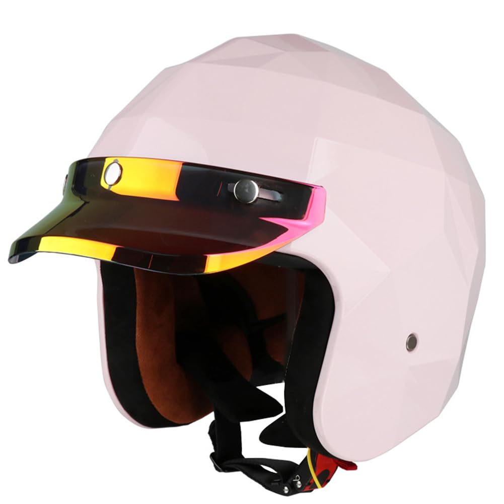 Open-Face Helme Krempe Motorradhelm Open Face Retro Herren Erwachsene Retro ABS All-Season 3/4 Helm für Cruiser Motorradhelm Sportbikes Motorrad von 100junzidao