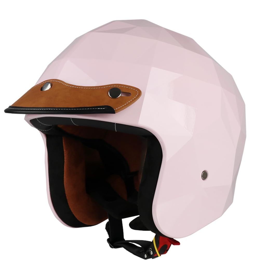 Open-Face Helme Krempe Motorradhelm Open Face Retro Herren Erwachsene Retro ABS All-Season 3/4 Helm für Cruiser Motorradhelm Sportbikes Motorrad von 100junzidao