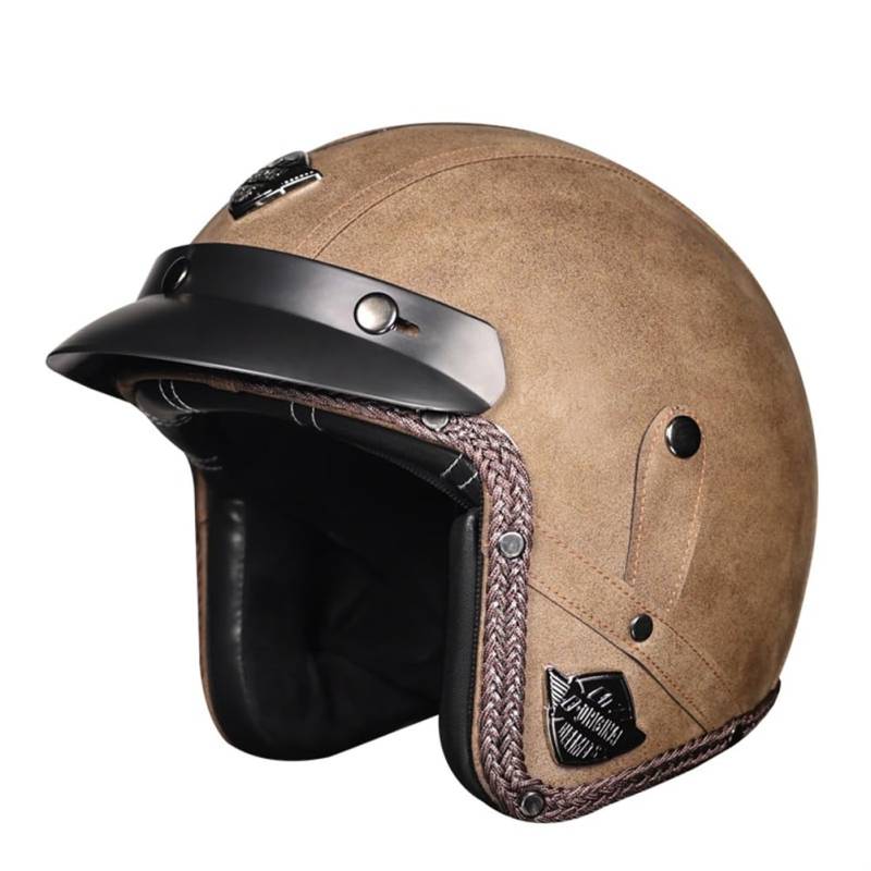 Paar 3/4 Helm ABS ganzjährig Aviator Offene Helme für Motorrad Motorradhelm Moto Fahrrad Offener Helm Motorradhelm Retro Dot Brim Leder von 100junzidao