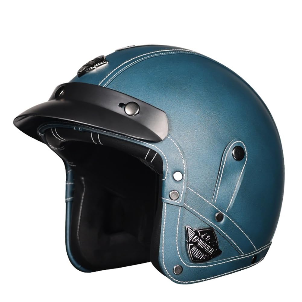 Paar 3/4 Helm ABS ganzjährig Aviator Offene Helme für Motorrad Motorradhelm Moto Fahrrad Offener Helm Motorradhelm Retro Dot Brim Leder von 100junzidao