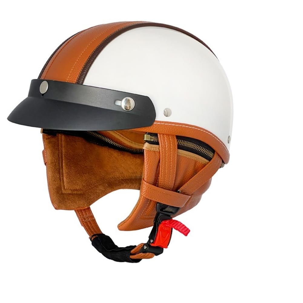 Racing Motorradhelm für Scooter Halbhelme für Motorradhelm für Frauen ECE 22.05 Zertifiziert Krempe Herausnehmbares Futter Cruiser ABS All-Season Unisex von 100junzidao