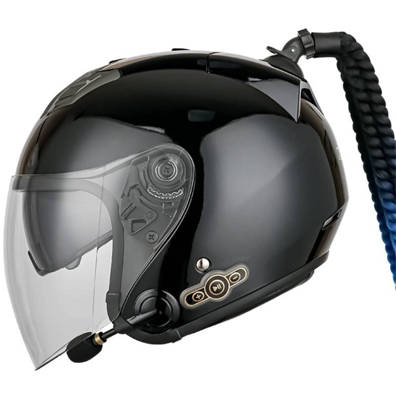 Retro Abnehmbares Futter Sctoop Leichter und bequemer UV-Schutz Sicherheit Eur Omologato Doppellinsen Bluetooth Motorräder Abs Ganzjahresmode Unisex 3/4 Helm von 100junzidao