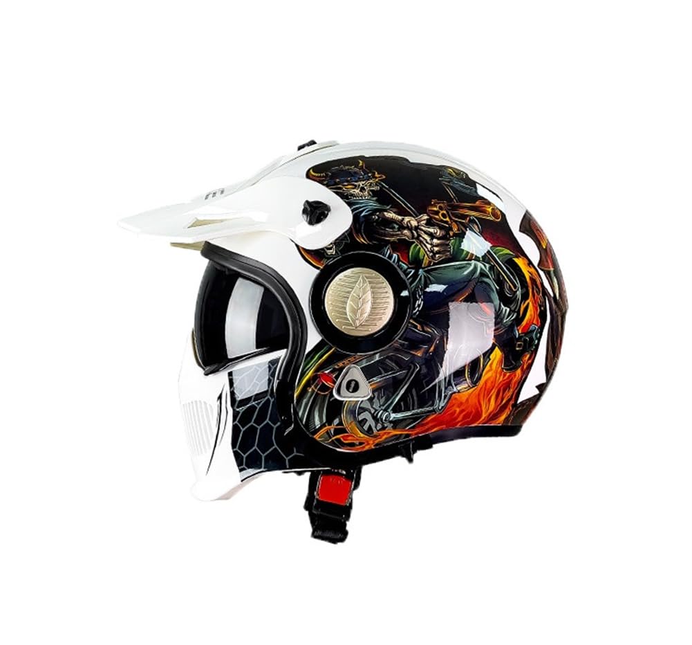 Retro Style Modularer 3/4 Motorradhelm mit geräuchertem Visier 1400g Leichte Schale für Vintage Motorradfahrer Klassisch Schwarz S M von 100junzidao