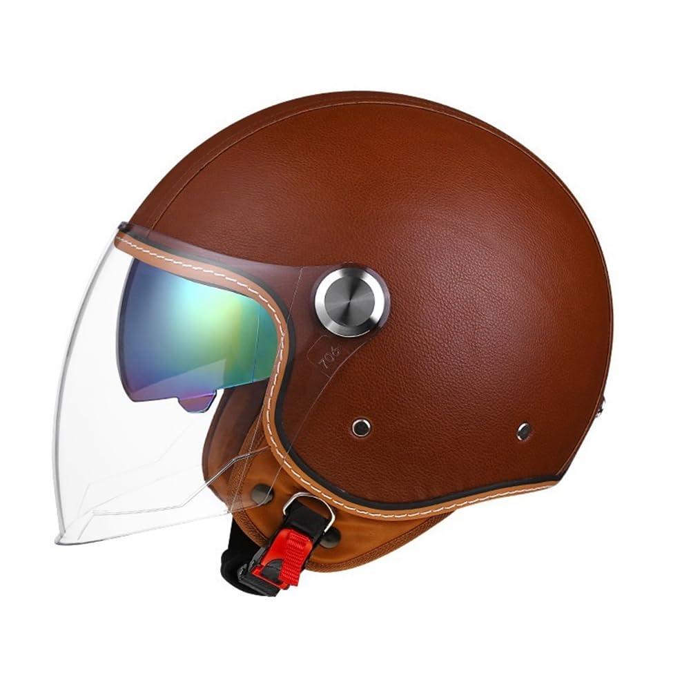 Scooter Motorrad Motorradhelm 3/4 Helm ABS Ganzjahreshelm Doppellinsen Offene Helme für Motorradhelm für Scooterliebhaber British Standard Retro von 100junzidao