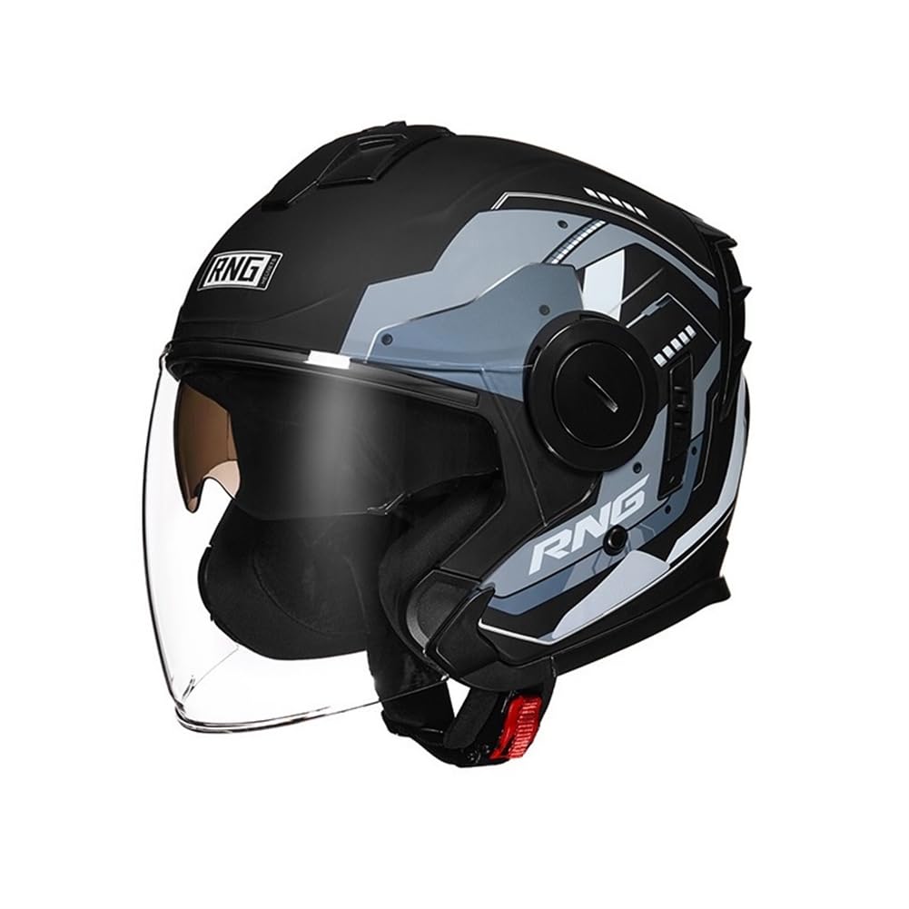 Scooter Motorrad Motorradhelm offenes Gesicht Open-Face Helme für Crash Helme für Motorräder ABS Abnehmbare Futter 3/4 Helm Erwachsene DOT omologato Elektrofahrrad Ganzjahres-Doppel-Linsen von 100junzidao