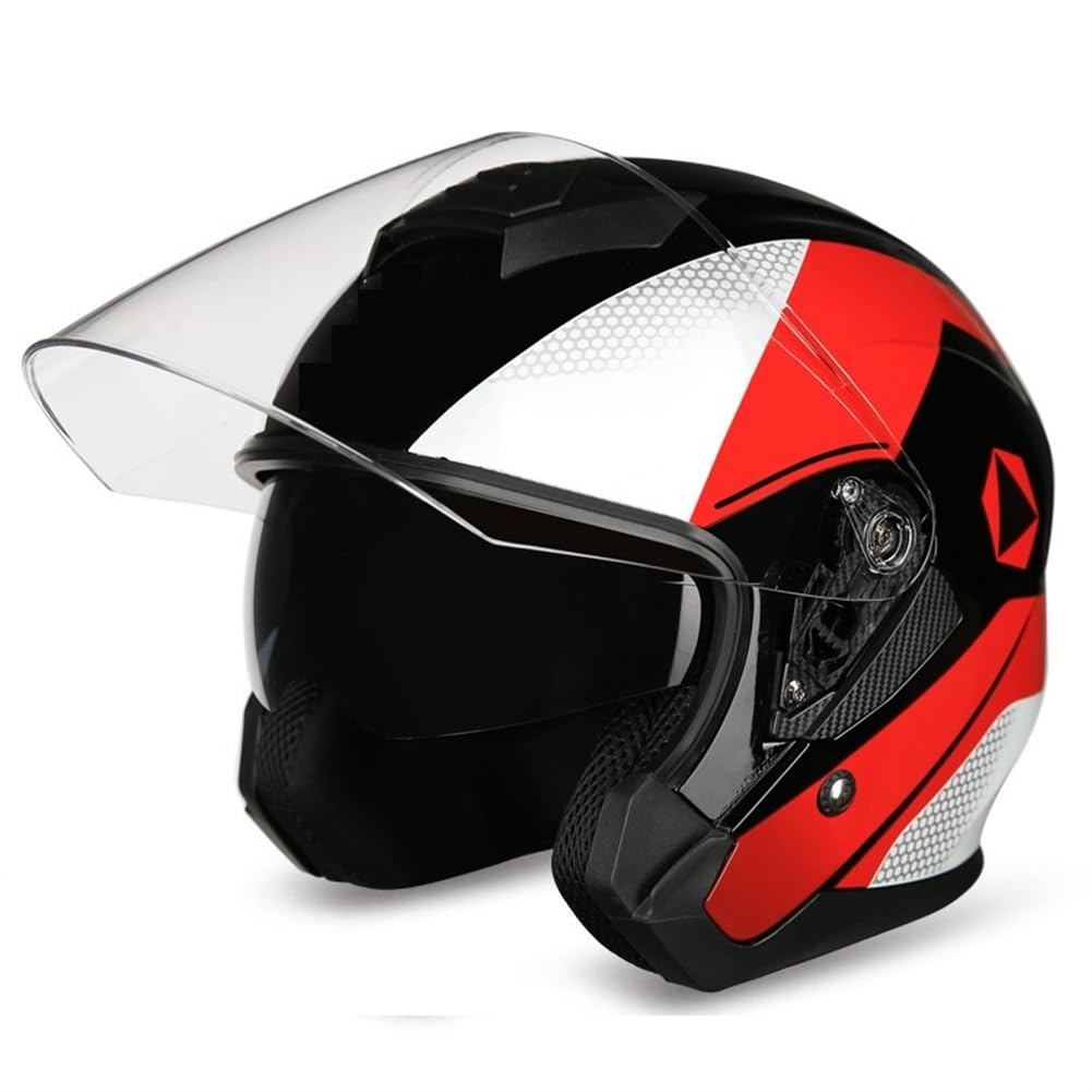 Touring Scooters Motorrad Motorradhelm Moto Clear Lenses Offene Helme für Motocross Helme Frauen ABS Herren 3/4 Helm Ganzjahreshelm von 100junzidao