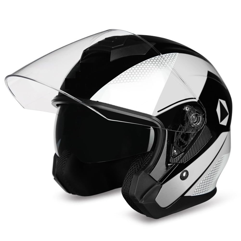 Touring Scooters Motorrad Motorradhelm Moto Clear Lenses Offene Helme für Motocross Helme Frauen ABS Herren 3/4 Helm Ganzjahreshelm von 100junzidao