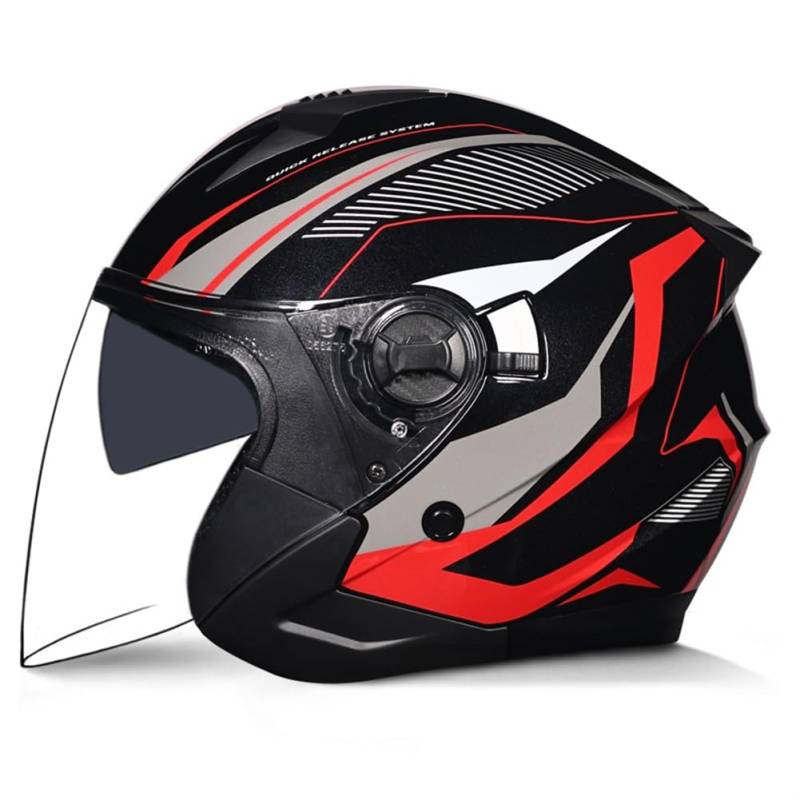 UV-Schutz Offene Helme für Motorradhelme Touring Scooter Motorrad Motesen Motocross Helm Paar 3/4 Helm Abnehmbares Futter ABS ganzjährig Doppelgläser von 100junzidao