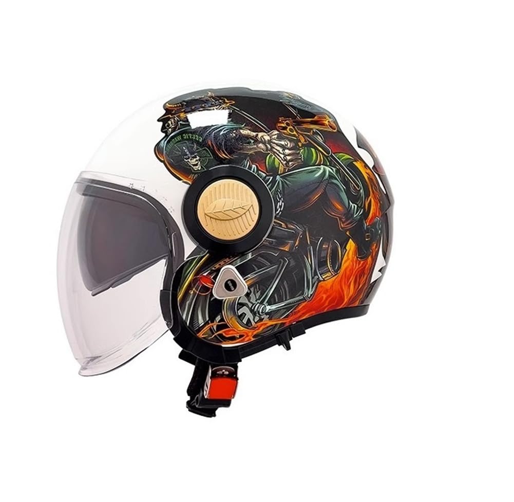 Ultraleichte 3/4 Open-Face-Helme für Karting Damen Motorradhelm Abnehmbares Futter EUR Doppelvisier Erwachsene ABS Ganzjahreshelm von 100junzidao