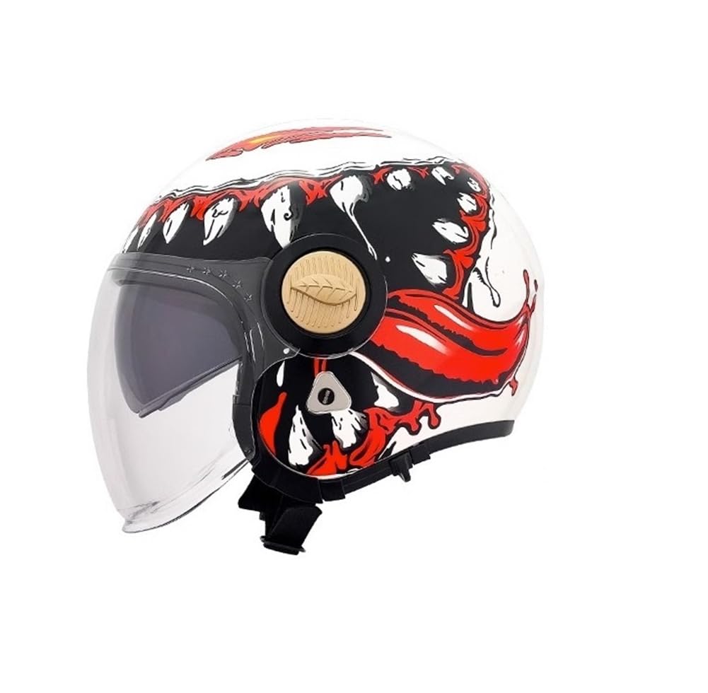 Ultraleichte 3/4 Open-Face-Helme für Karting Damen Motorradhelm Abnehmbares Futter EUR Doppelvisier Erwachsene ABS Ganzjahreshelm von 100junzidao