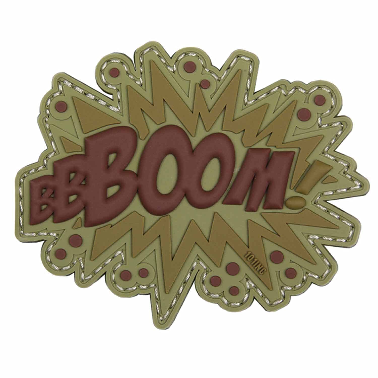 Emblem 3D PVC Boom! braun-grün Klett Abzeichen Rubber Patch 5,5 x 8 cm von 101 Inc.