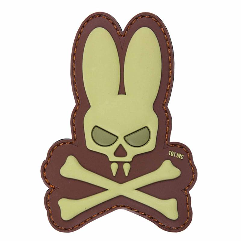 Emblem 3D PVC Skull Bunny with Bones Hase mit Knochen Klett Patch Abzeichen Aufnäher wahlweise in 2 Farben Coyote von 101 Inc.