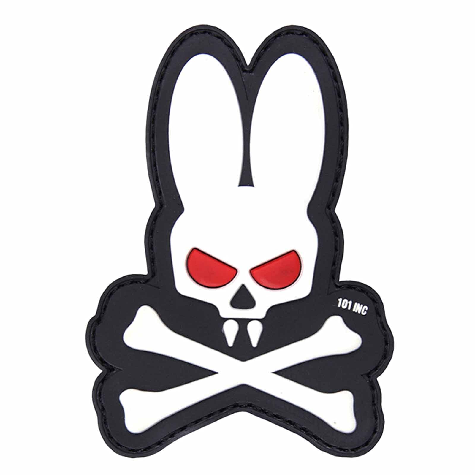 Emblem 3D PVC Skull Bunny with Bones Hase mit Knochen Klett Patch Abzeichen Aufnäher wahlweise in 2 Farben weiß von 101 Inc.