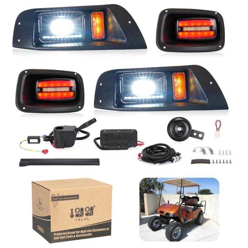 10L0L Golfwagenlicht-Set für Ezgo TXT mit Tagfahrlicht für Fern-/Abblendlicht 1995–2013 (12 V-48 V) TXT Golfwagen mit Blinker, Bremslicht von 10L0L