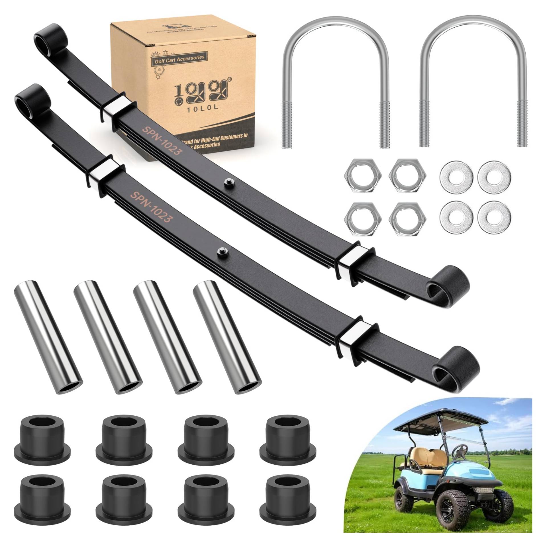 10L0L Golf Cart Heavy Duty Hintere Blatt Feder Kit 4-Blatt für Club Car Precedent ab 2004, mit Hülsen U-Bolzen von 10L0L