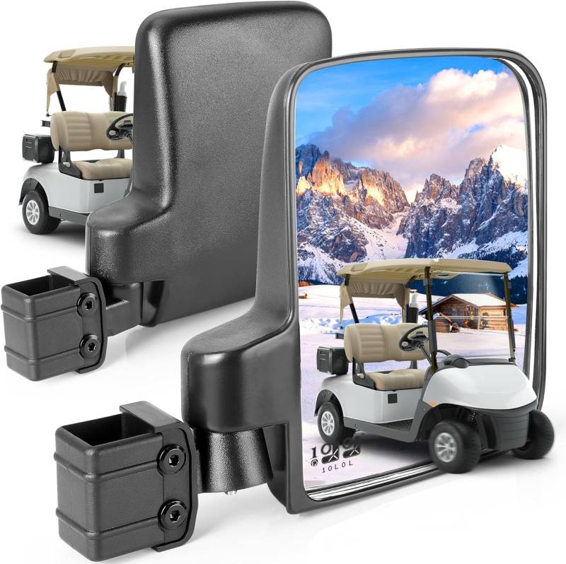 10L0L Golf Cart Spiegel ohne Bohren faltbar Seite Rückansicht Spiegel HD Glas für Club Car EZGO und Yamaha Golf Buggy Klappspiegel von 10L0L