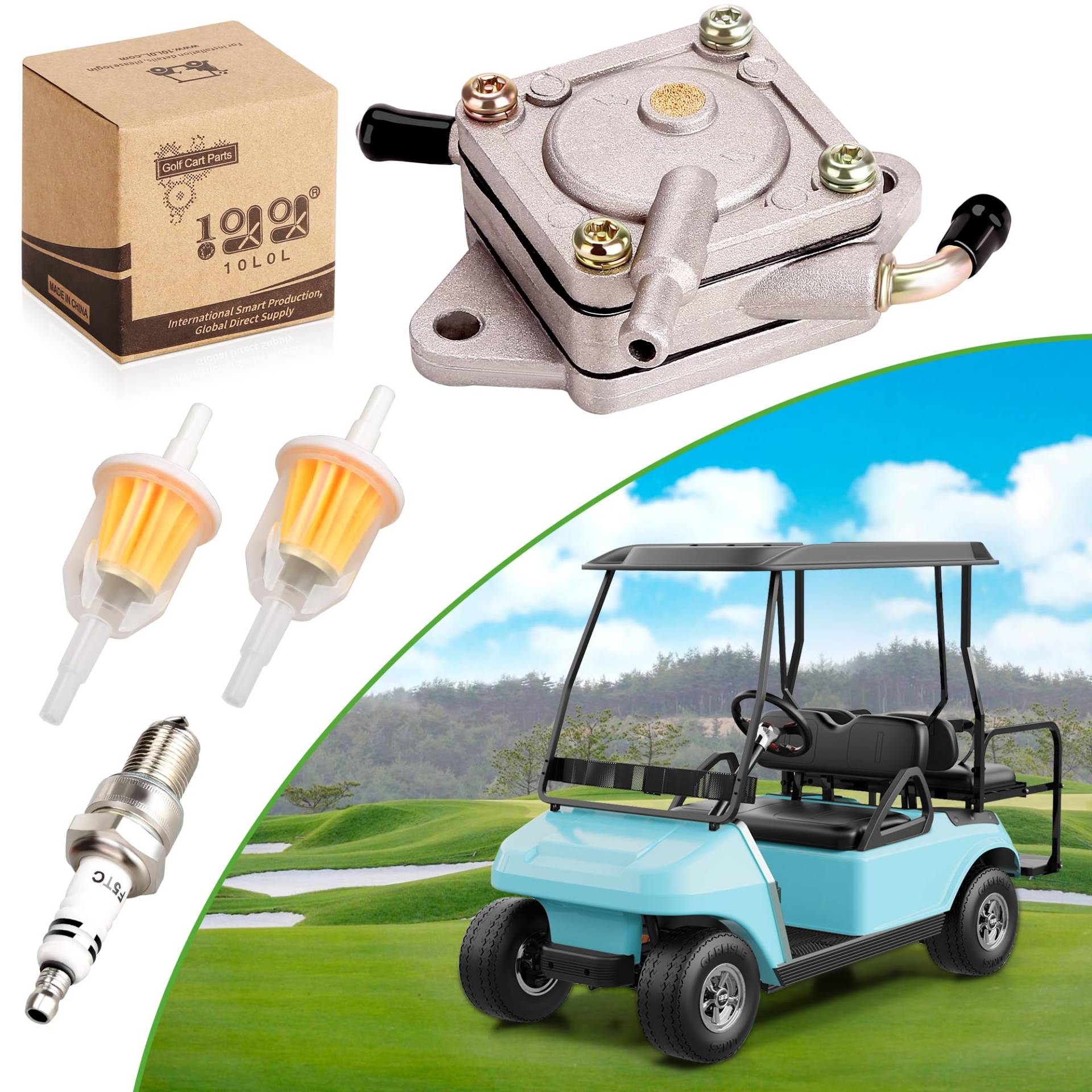 10L0L Golfwagen Kraftstoffpumpe für Club Car DS Precedent ab 1984 Gas mit 290FE 350FE Kawasaki Golf Cart Motor, Gaspumpe Impulse Kit 1014523 1014524 S 5136 FP002 von 10L0L