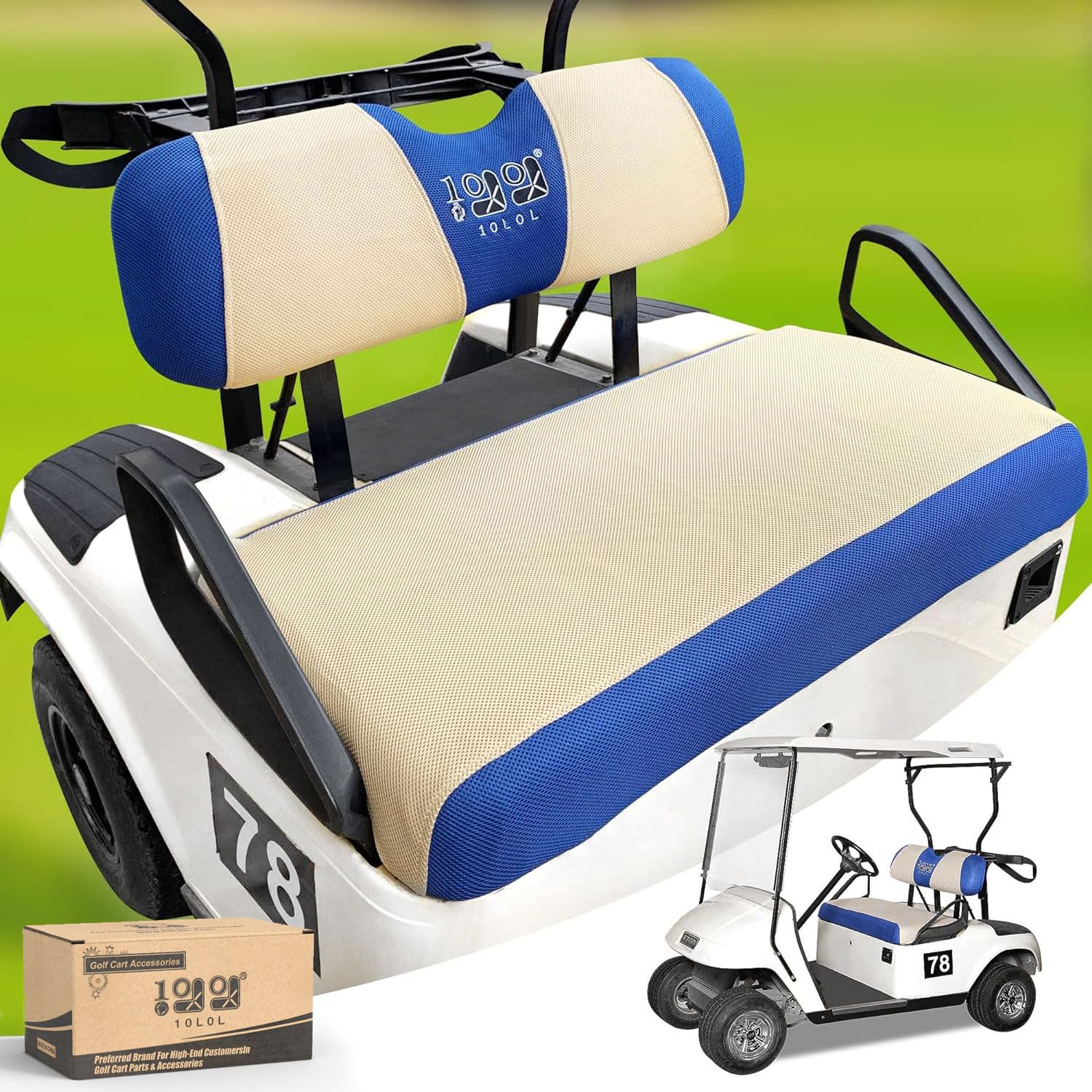 10L0L Golfwagen Sitzbezüge Full Set für Vordersitze, Polyester Sitzbank Protektoren, Universal Fit Zubehör für EZGO TXT RXV von 10L0L