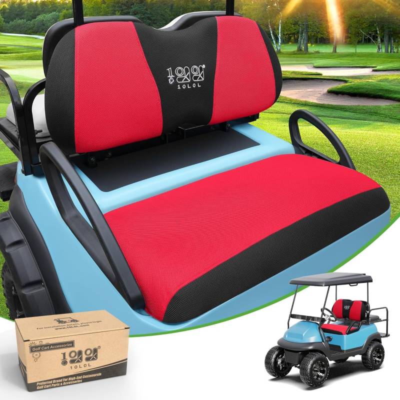 10L0L Golfwagen-Sitzbezüge für Yamaha Club Car Precedent Golf Cart Original Vordersitzpolster, Atmungsaktiv und Waschbar, Schwarz + Rot von 10L0L