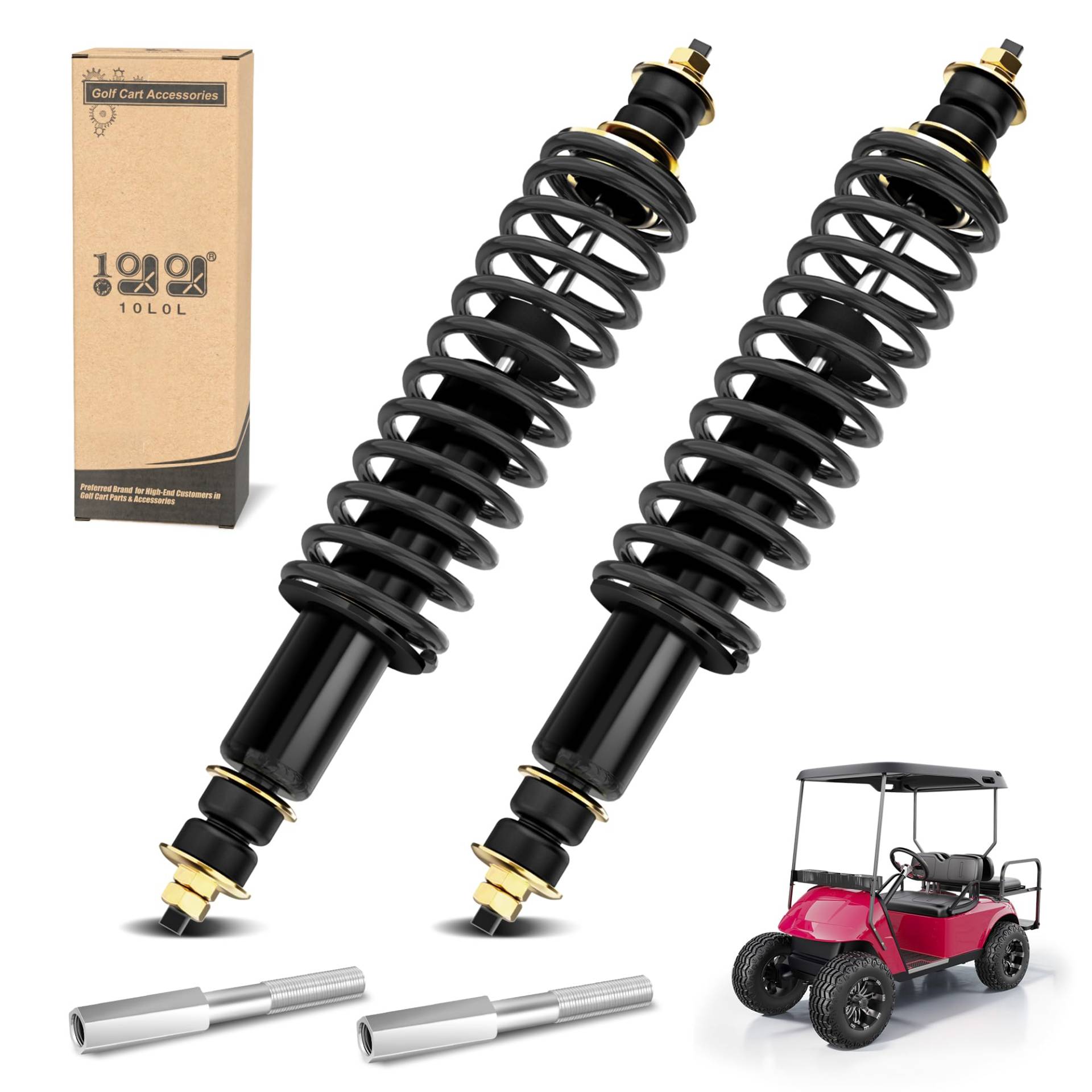 10L0L Stoßdämpfer-Set für EZGO TXT, Medalist, Marathon, ST350 ab 1994, Gas- oder Elektro-Golfwagen, OEM# 70630-G01 (schwarz) von 10L0L