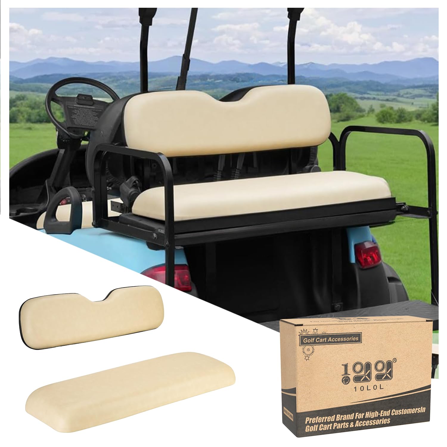 10L0L Universal-Ersatzkissen für Golfwagen, Rücksitz, für EZGO, Club Car, Yamaha, Sitzkissen und Rückenlehne, Buff, Beige von 10L0L